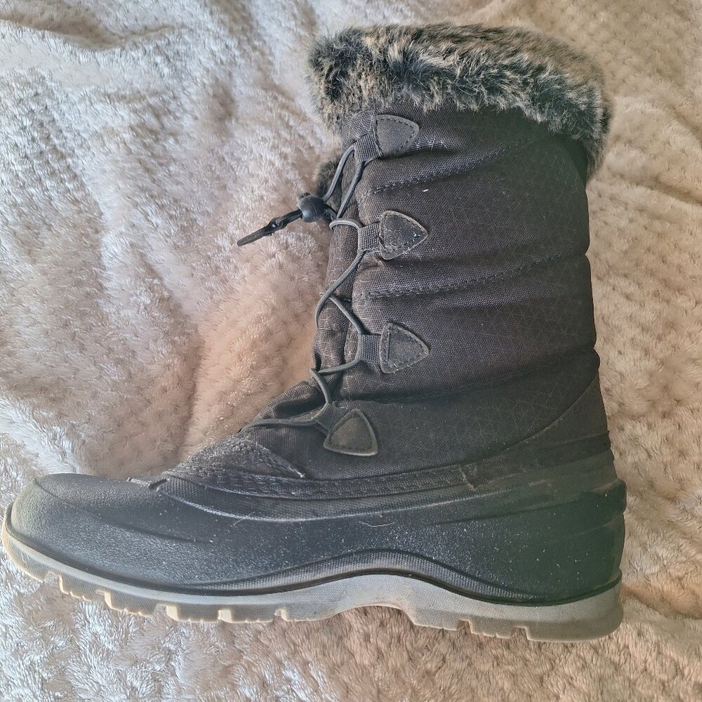 Kamik black with gray fur boots